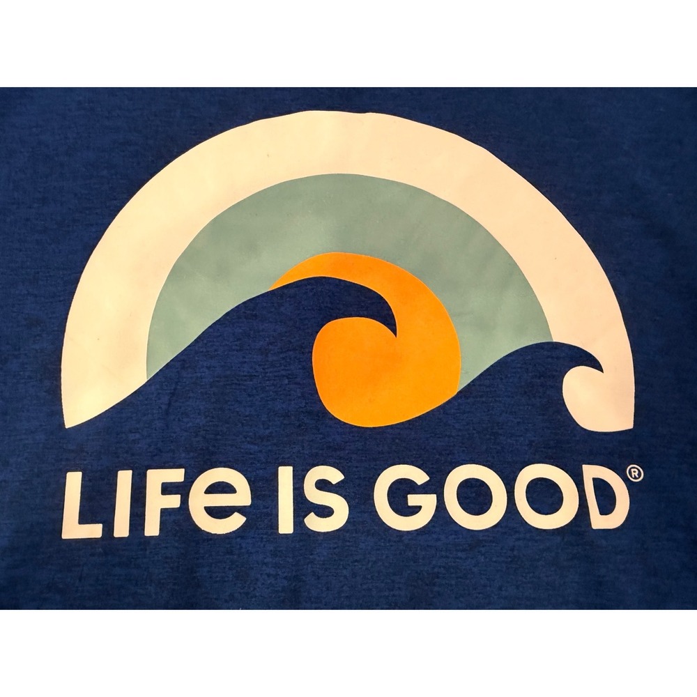 Life is Good Active Mens Blue Long Sleeve Graphic T-Shirt Wave Rainbow Large NWT - Picture 6 of 10